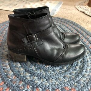Black real leather ankle booties